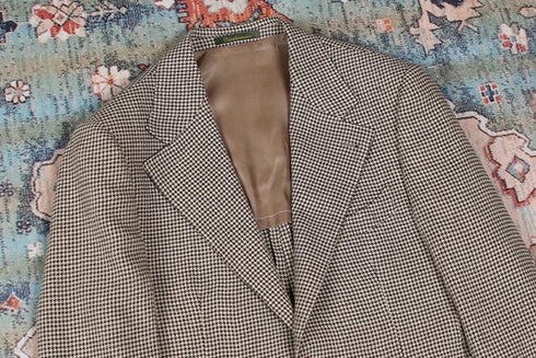 Brown Houndstooth Wool Blazer and Wool Suit – Classic Men’s Wool Blazers Plus Size